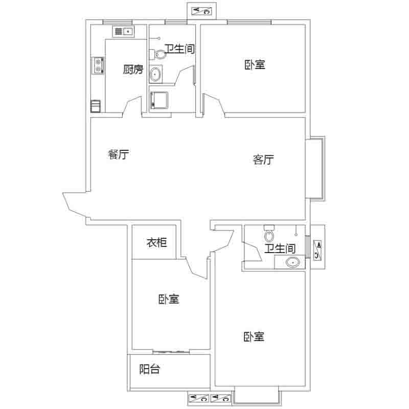 A戶(hù)型 3室2廳 155㎡