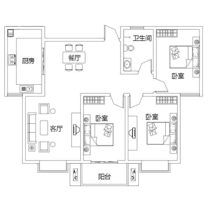 C2戶(hù)型 3室2廳 132㎡