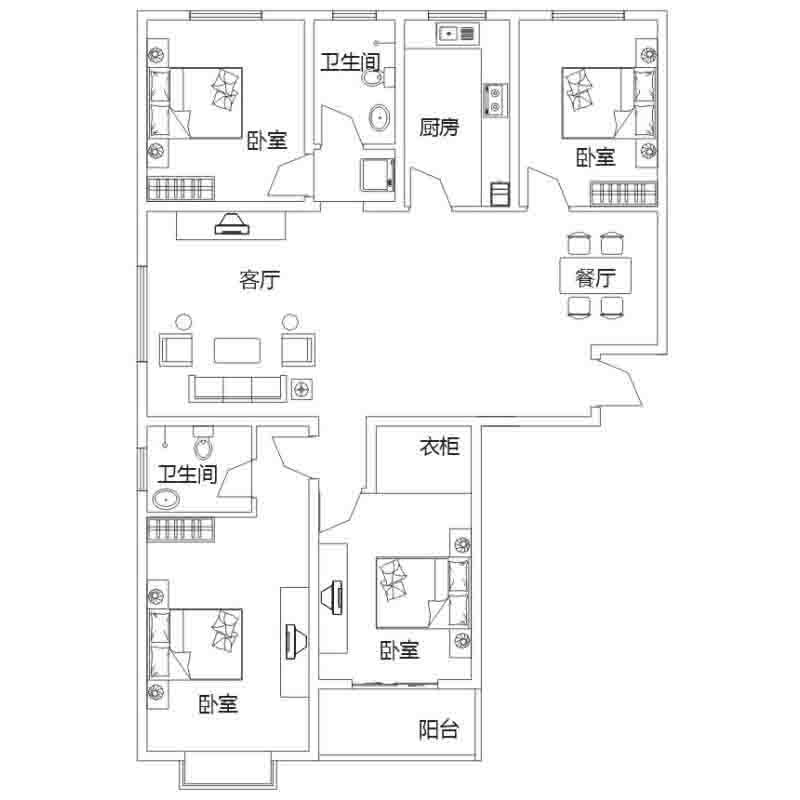 C3戶(hù)型 3室2廳 171㎡ 